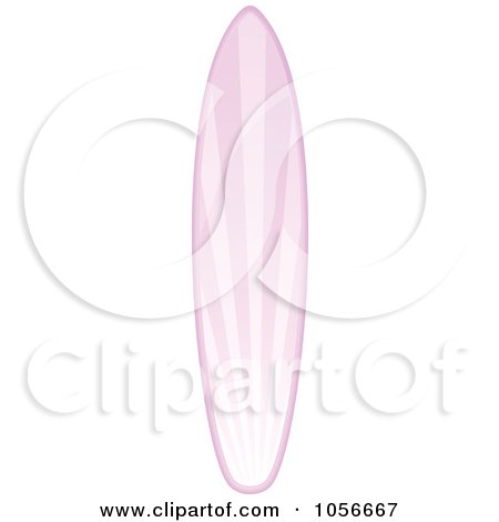 Royalty-Free Vector Clip Art Illustration of a 3d Shiny Surfboard With Pink Rays by elaineitalia