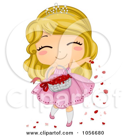 Royalty-Free Vector Clip Art Illustration of a Cute Flower Girl Tossing Rose Petals by BNP Design Studio