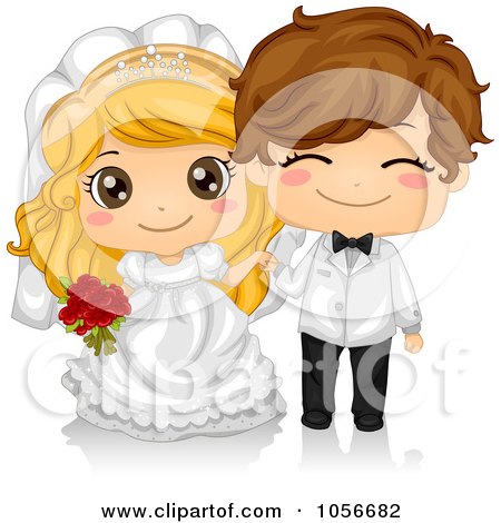 Royalty-Free Vector Clip Art Illustration of a Cute Kid Wedding Couple by BNP Design Studio