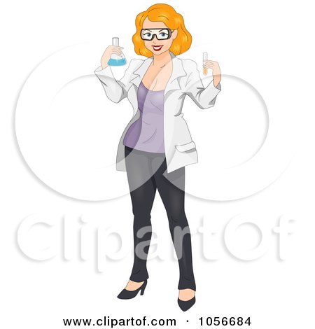 Royalty-Free Vector Clip Art Illustration of a Pinup Female Chemist by BNP Design Studio
