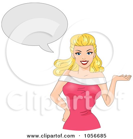 Royalty-Free Vector Clip Art Illustration of a Sexy Blond Bombshell With A Thought Balloon by BNP Design Studio