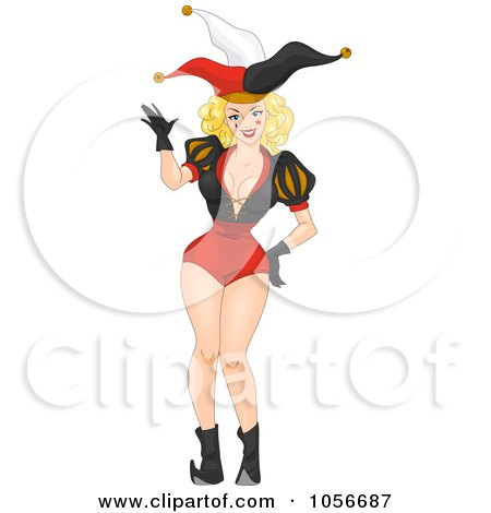 Royalty-Free Vector Clip Art Illustration of a Sexy Female Joker Pinup by BNP Design Studio