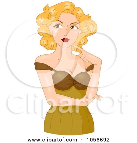 Royalty-Free Vector Clip Art Illustration of a Sexy Blond Pinup Woman In Thought by BNP Design Studio