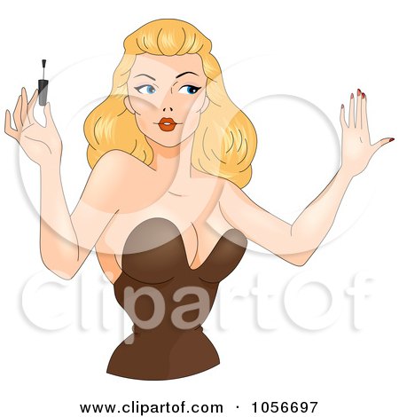 Royalty-Free Vector Clip Art Illustration of a Sexy Pinup Woman Painting Her Fingernails by BNP Design Studio