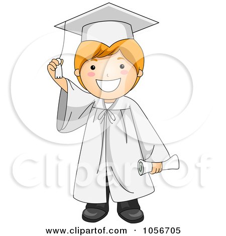 Royalty-Free Vector Clip Art Illustration of a Graduate Boy Touching His Tassel by BNP Design Studio