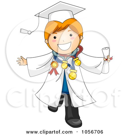 Royalty-Free Vector Clip Art Illustration of a Graduate Boy With Many Awards by BNP Design Studio