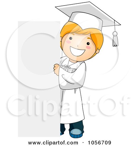 Royalty-Free Vector Clip Art Illustration of a Graduate Boy Standing By A Blank Sign by BNP Design Studio