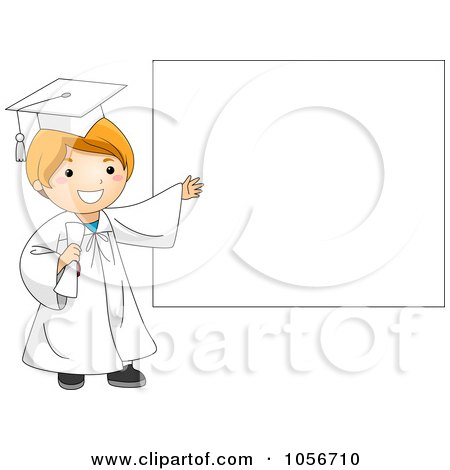 Royalty-Free Vector Clip Art Illustration of a Graduate Boy Presenting A Blank Sign by BNP Design Studio