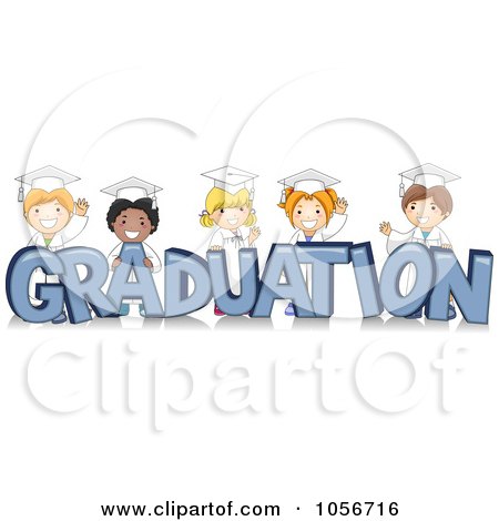Royalty-Free Vector Clip Art Illustration of Diverse Graduate Kids With The Word GRADUATION by BNP Design Studio