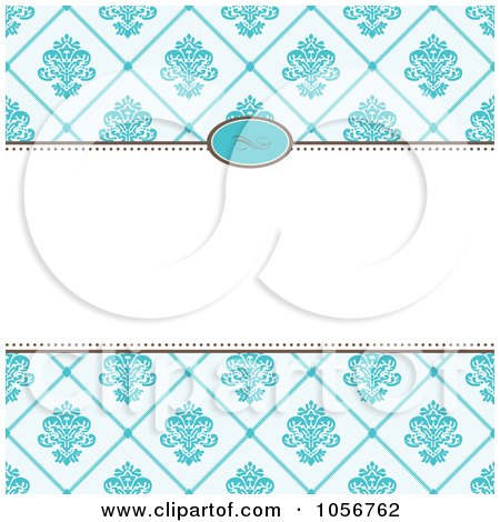 Royalty-Free Vector Clip Art Illustration of a Blue Diamond Floral Pattern Invitation Or Background With Copyspace - 2 by BestVector