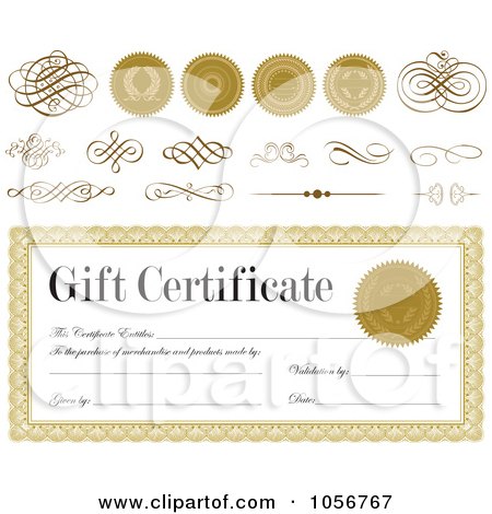 Royalty-Free Vector Clip Art Illustration of a Digital Collage Of Gift Certificate Design Elements - 1 by BestVector