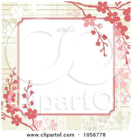 Royalty-Free Vector Clip Art Illustration of a Red Floral Branch Border Invitation Or Background With Copyspace by BestVector