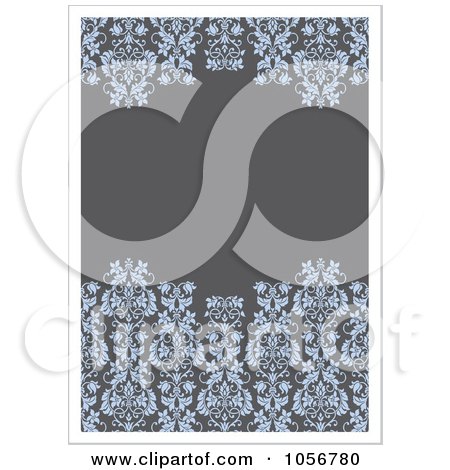 Royalty-Free Vector Clip Art Illustration of a Gray And Blue Floral Invitation Or Background by BestVector