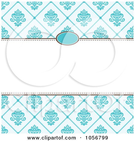 Royalty-Free Vector Clip Art Illustration of a Blue Diamond Floral Pattern Invitation Or Background With Copyspace - 1 by BestVector