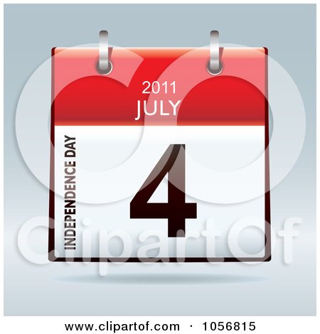 Royalty-Free Vector Clip Art Illustration of a 3d Independence Day July 4 2011 Flip Desk Calendar by michaeltravers