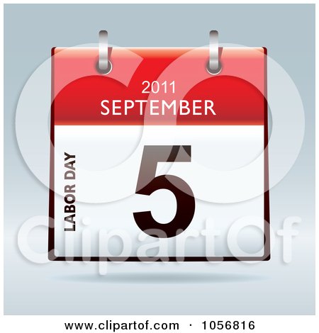 Royalty-Free Vector Clip Art Illustration of a 3d Labor Day September 5 2011 Flip Desk Calendar by michaeltravers