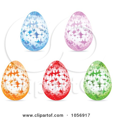 Royalty-Free Vector Clip Art Illustration of a Digital Collage Of Colorful Sparkle Easter Eggs by Andrei Marincas