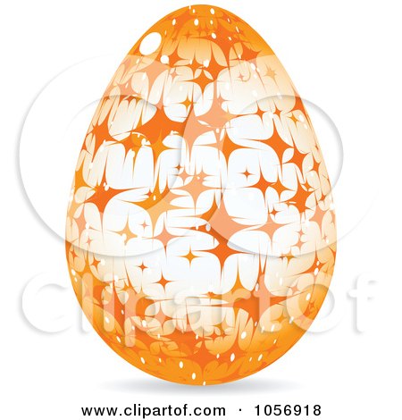 Royalty-Free Vector Clip Art Illustration of an Orange Sparkle Easter Egg by Andrei Marincas