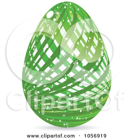 Royalty-Free Vector Clip Art Illustration of a Sparkly Green Lined Easter Egg by Andrei Marincas