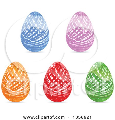 Royalty-Free Vector Clip Art Illustration of a Digital Collage Of Colorful Sparkly, Lined Easter Eggs by Andrei Marincas