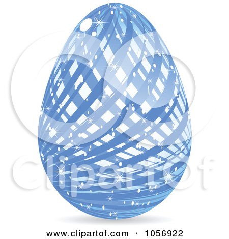Royalty-Free Vector Clip Art Illustration of a Sparkly Blue Lined Easter Egg by Andrei Marincas