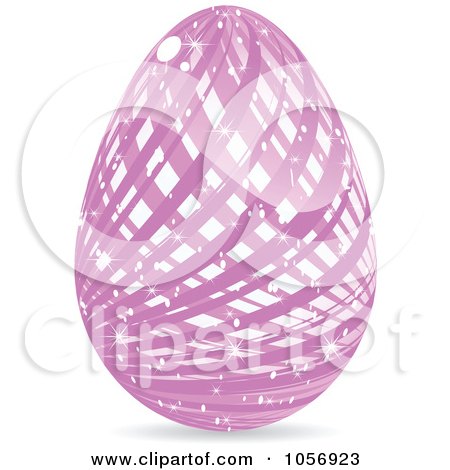 Royalty-Free Vector Clip Art Illustration of a Sparkly Purple Lined Easter Egg by Andrei Marincas