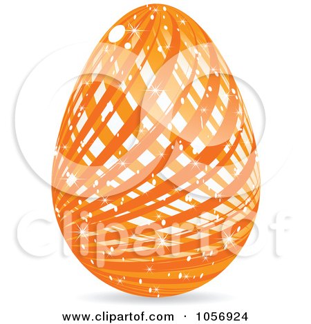 Royalty-Free Vector Clip Art Illustration of a Sparkly Orange Lined Easter Egg by Andrei Marincas