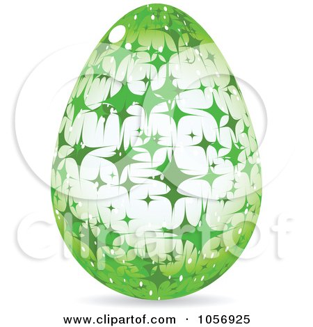 Royalty-Free Vector Clip Art Illustration of a Green Sparkle Easter Egg by Andrei Marincas