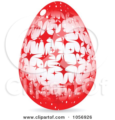 Royalty-Free Vector Clip Art Illustration of a Red Sparkle Easter Egg by Andrei Marincas