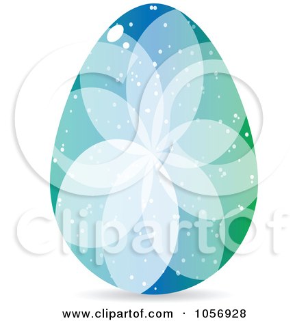 Royalty-Free Vector Clip Art Illustration of a Blue And Green Crystal Floral Easter Egg by Andrei Marincas