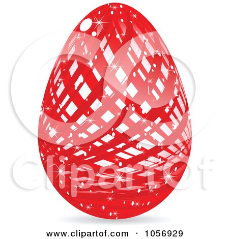 Royalty-Free Vector Clip Art Illustration of a Sparkly Red Lined Easter Egg by Andrei Marincas