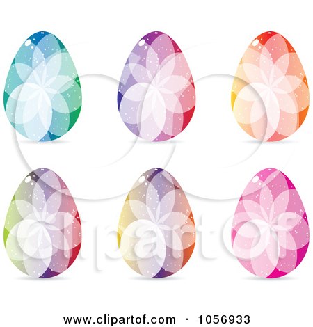 Royalty-Free Vector Clip Art Illustration of a Digital Collage Of Colorful Crystal Floral Easter Eggs by Andrei Marincas