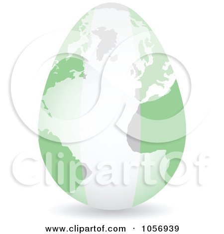 Royalty-Free Vector Clip Art Illustration of a 3d Nigerian Flag Egg Globe With A Shadow by Andrei Marincas