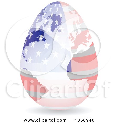 Royalty-Free Vector Clip Art Illustration of a 3d American Flag Egg Globe With A Shadow by Andrei Marincas