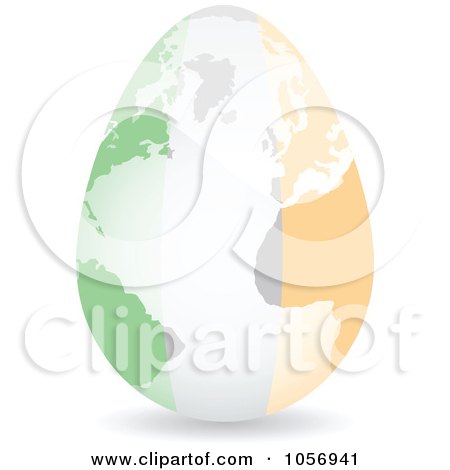 Royalty-Free Vector Clip Art Illustration of a 3d Irish Flag Egg Globe With A Shadow by Andrei Marincas