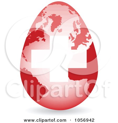 Royalty-Free Vector Clip Art Illustration of a 3d Swiss Flag Egg Globe With A Shadow by Andrei Marincas