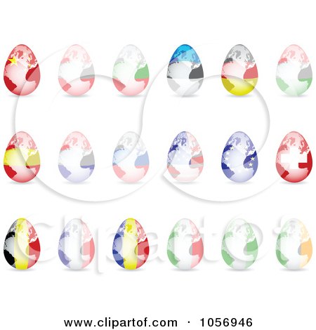 Royalty-Free Vector Clip Art Illustration of a Digital Collage Of 3d Flag Egg Globes by Andrei Marincas