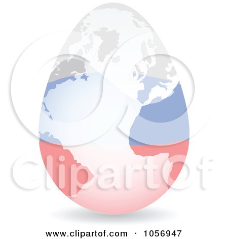 Royalty-Free Vector Clip Art Illustration of a 3d Russian Flag Egg Globe With A Shadow by Andrei Marincas
