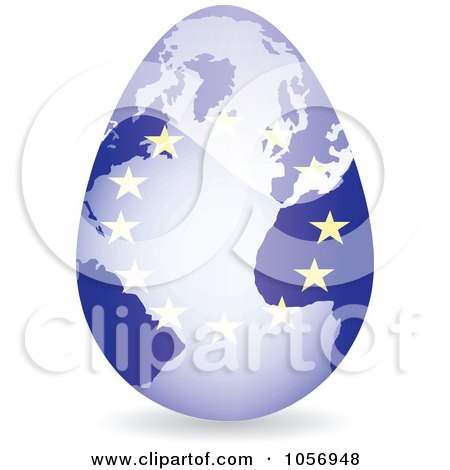 Royalty-Free Vector Clip Art Illustration of a 3d European Flag Egg Globe With A Shadow by Andrei Marincas