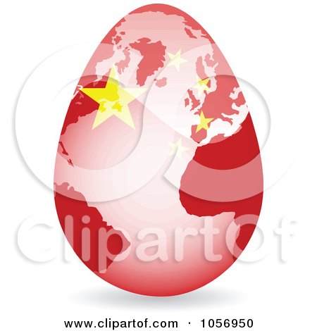 Royalty-Free Vector Clip Art Illustration of a 3d China Flag Egg Globe With A Shadow by Andrei Marincas