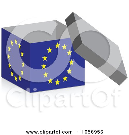 Royalty-Free Vector Clip Art Illustration of a 3d Open European Flag Box With A Shadow by Andrei Marincas