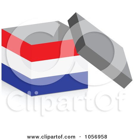 Royalty-Free Vector Clip Art Illustration of a 3d Open Netherlands Flag Box With A Shadow by Andrei Marincas
