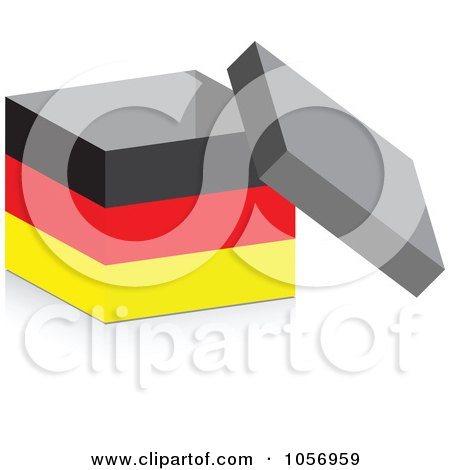 Royalty-Free Vector Clip Art Illustration of a 3d Open German Flag Box With A Shadow by Andrei Marincas