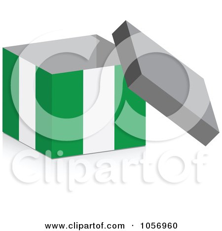 Royalty-Free Vector Clip Art Illustration of a 3d Open Nigerian Flag Box With A Shadow by Andrei Marincas
