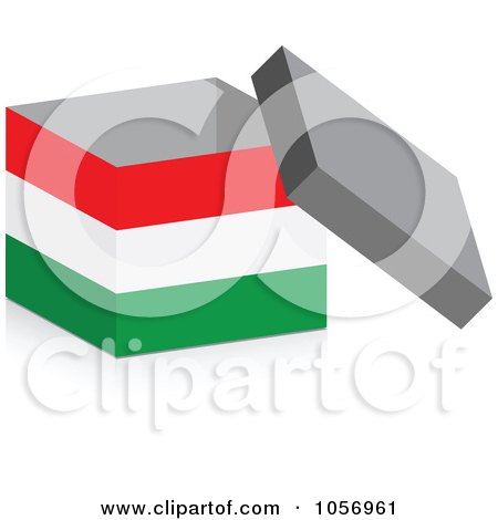 Royalty-Free Vector Clip Art Illustration of a 3d Open Hungary Flag Box With A Shadow by Andrei Marincas