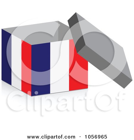 Royalty-Free Vector Clip Art Illustration of a 3d Open French Flag Box With A Shadow by Andrei Marincas