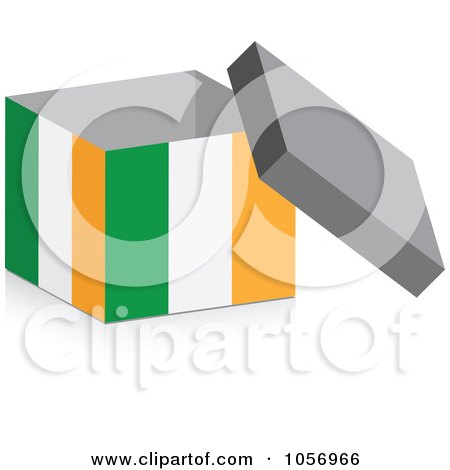 Royalty-Free Vector Clip Art Illustration of a 3d Open Irish Flag Box With A Shadow by Andrei Marincas