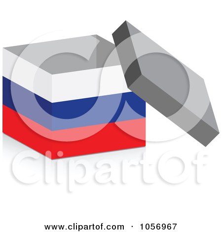 Royalty-Free Vector Clip Art Illustration of a 3d Open Russian Flag Box With A Shadow by Andrei Marincas