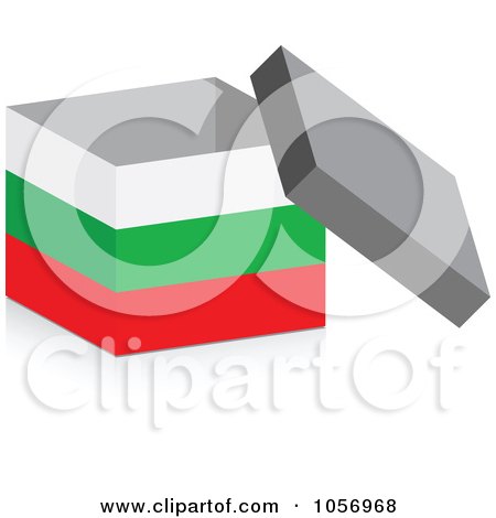 Royalty-Free Vector Clip Art Illustration of a 3d Open Bulgarian Flag Box With A Shadow by Andrei Marincas