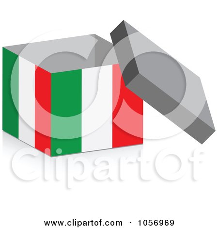 Royalty-Free Vector Clip Art Illustration of a 3d Open Italian Flag Box With A Shadow by Andrei Marincas